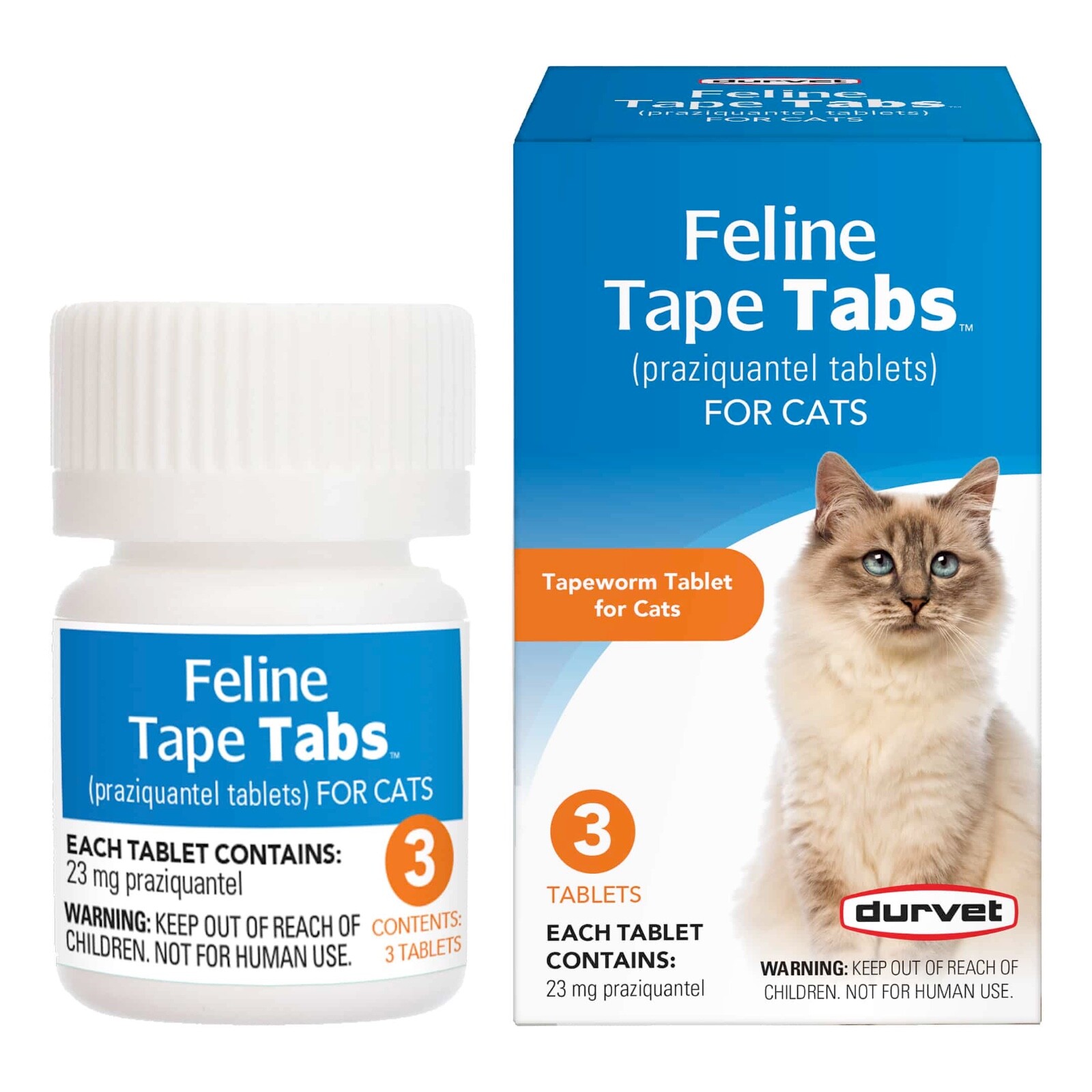 Feline Tape Tabs by Durvet (3 Tablets) - Tapeworm Treatment...