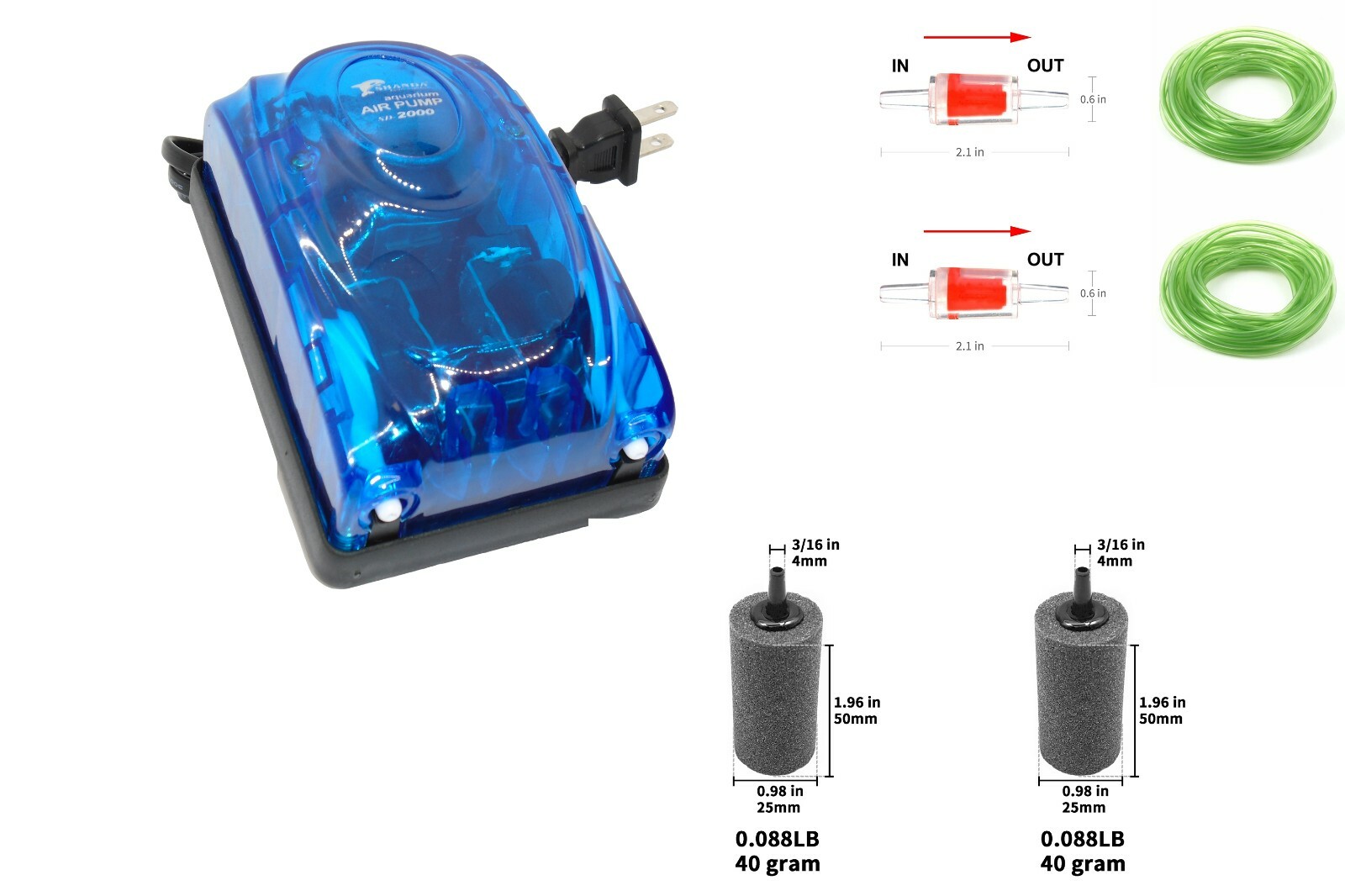 Hydroponics Air Pump - Dual Outlets, 127 GPH, 480 L/H, Adjus...
