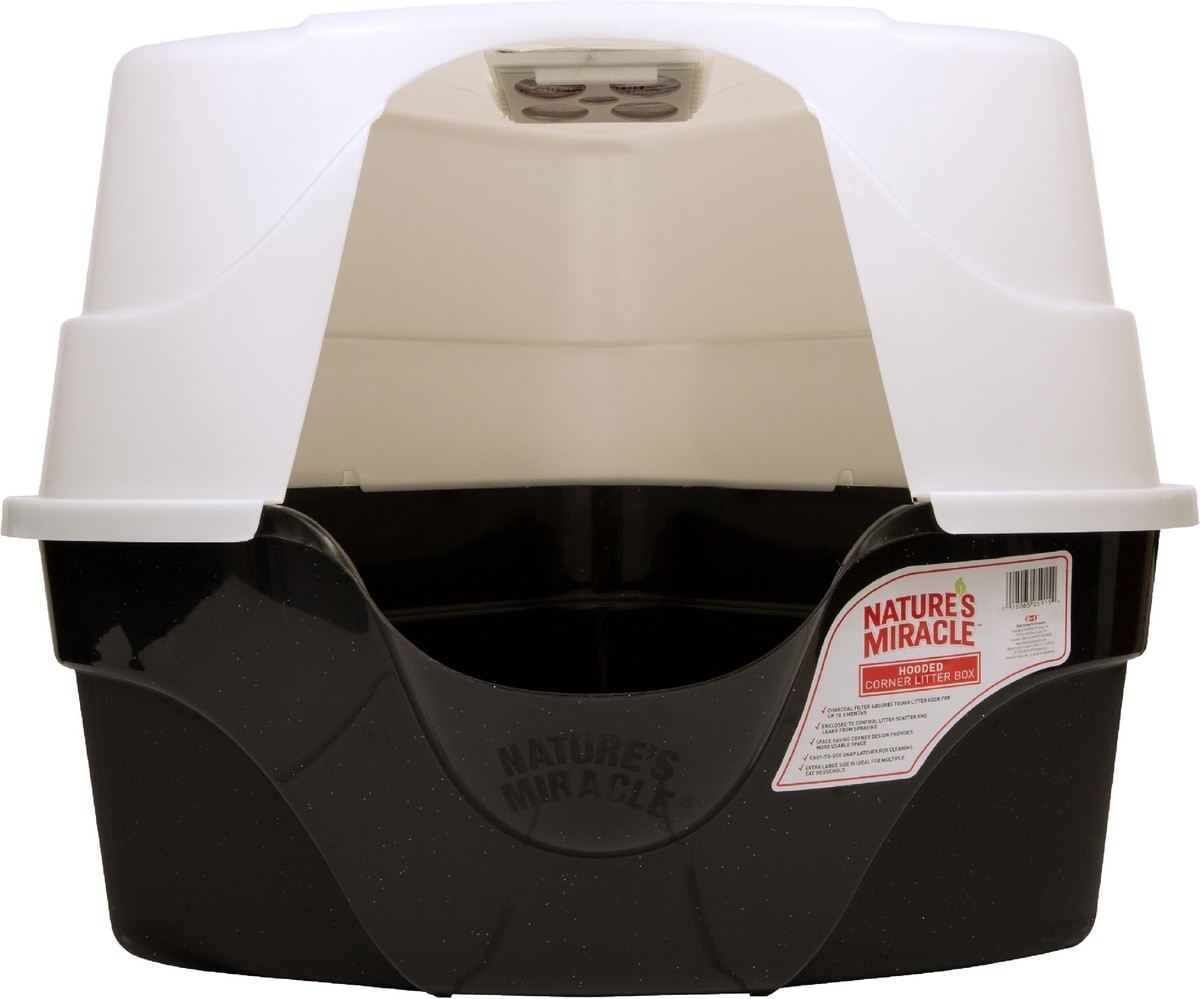 Nature's Miracle Hooded Corner Multi-Cat Litter Box With Cha...