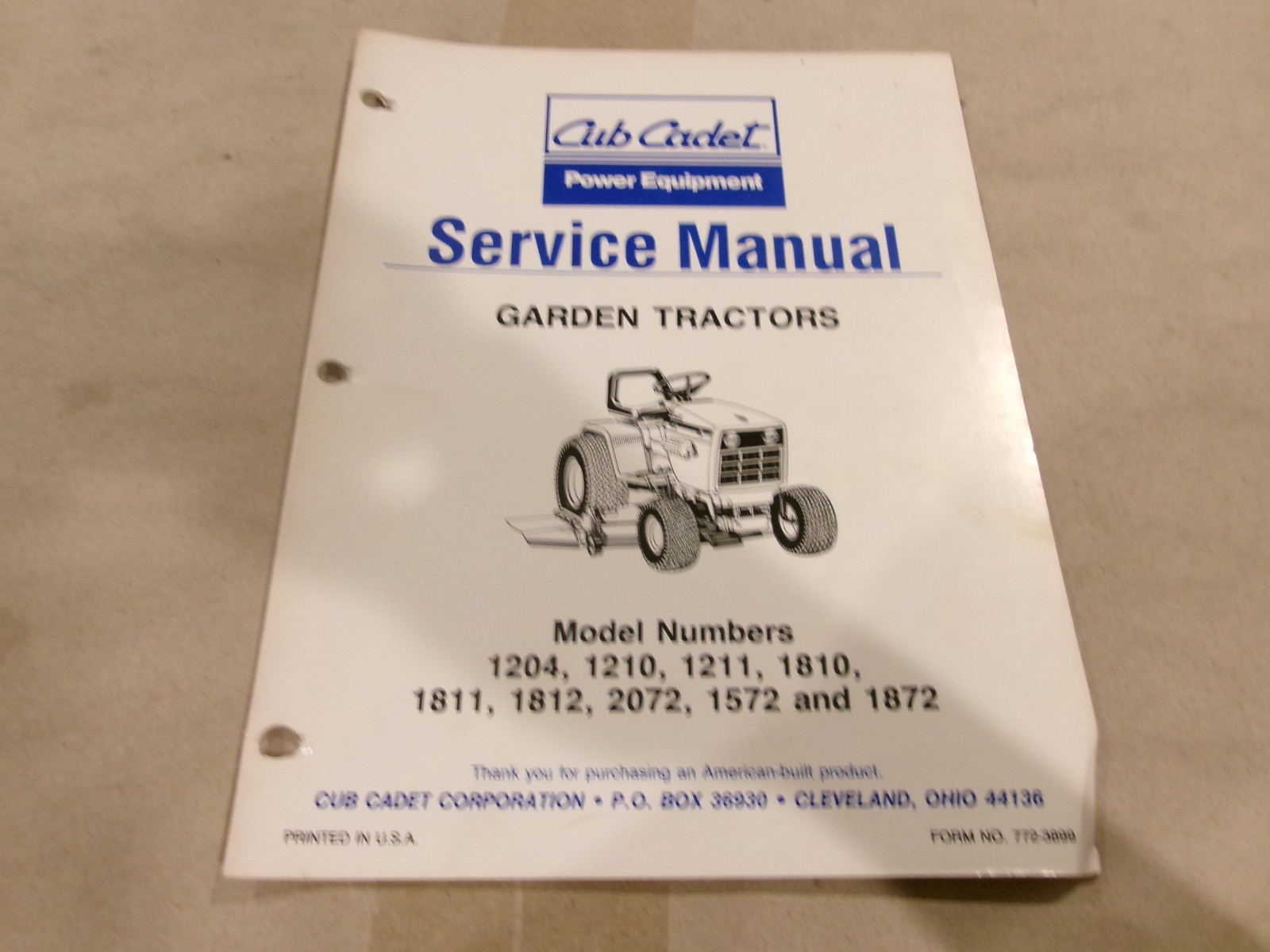 Cub Cadet Garden Tractor Service Manual