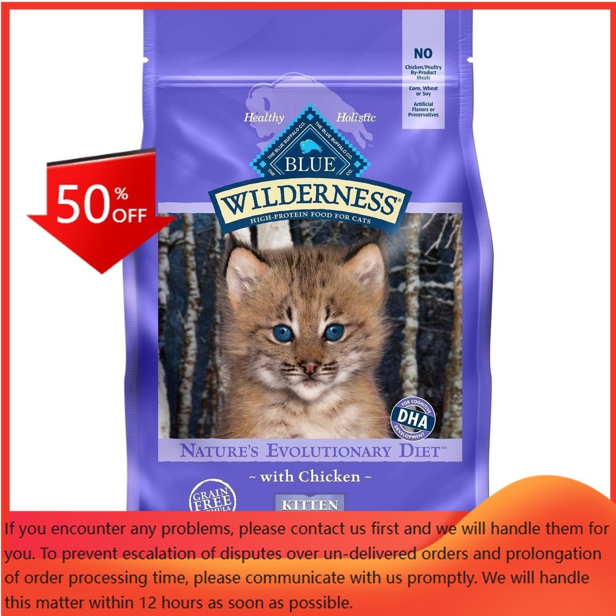 Blue Buffalo Wilderness High Protein Natural Kitten Dry Cat...