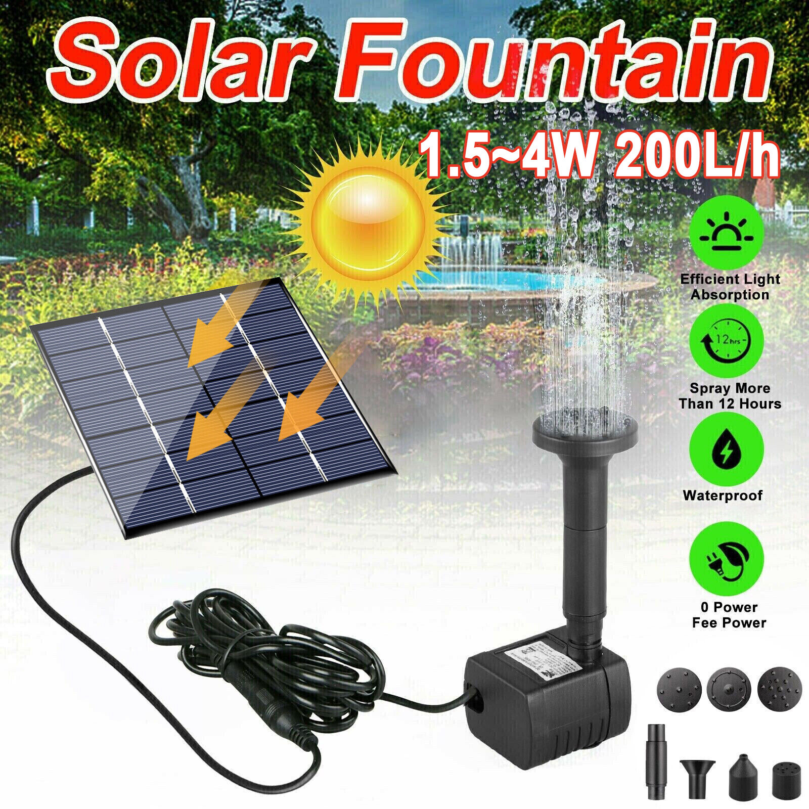 Solar Water Panel Fountain Pump Kit for Pool & Garden