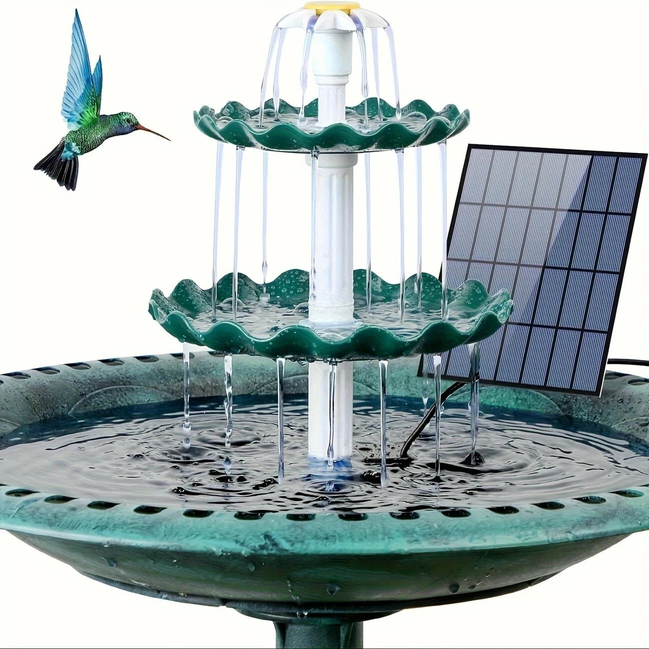 3-Tier Solar Bird Bath Fountain with 3.5W Solar Powered Foun...