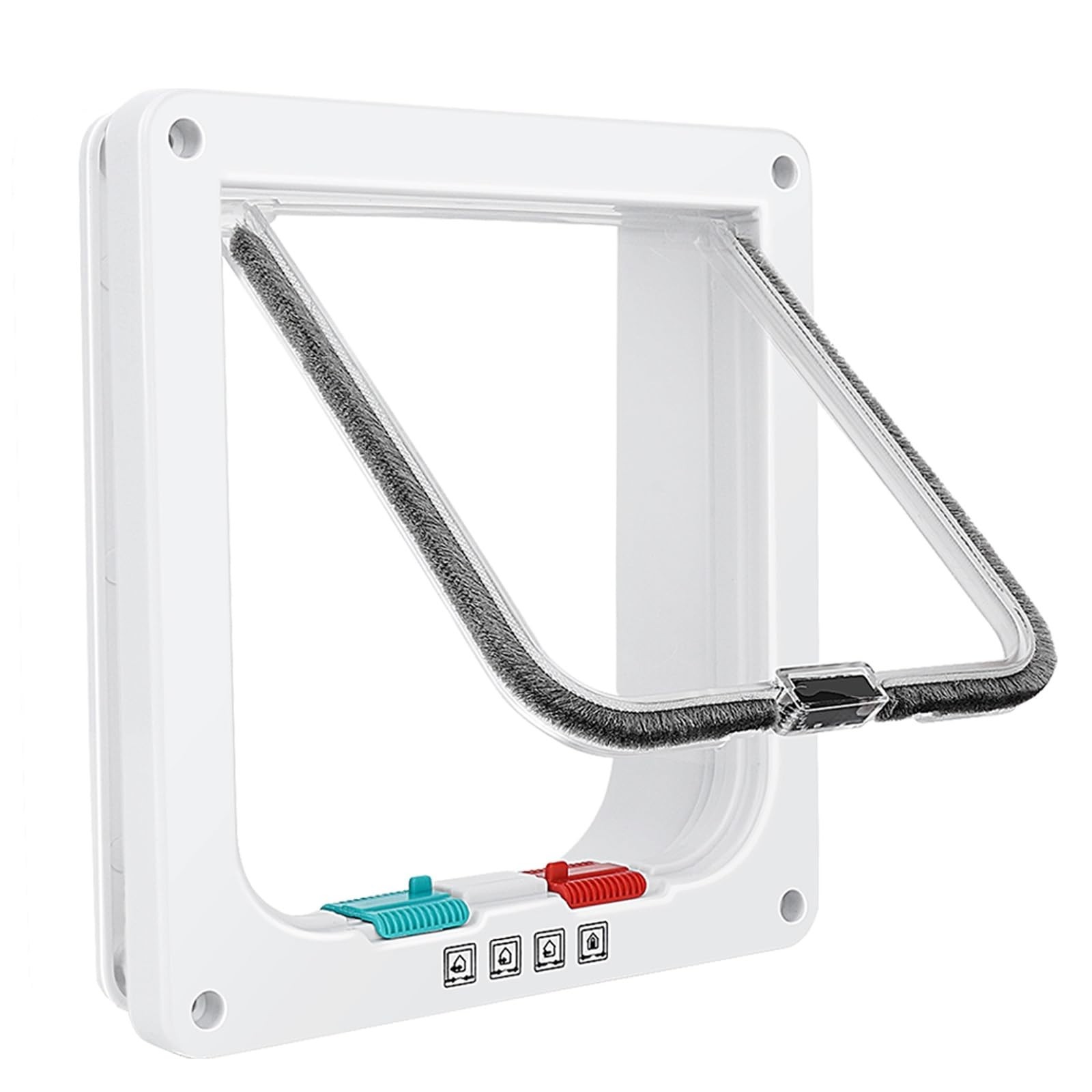 White 4-Way Locking Cat Door Flap for Windows & Sliding Door...