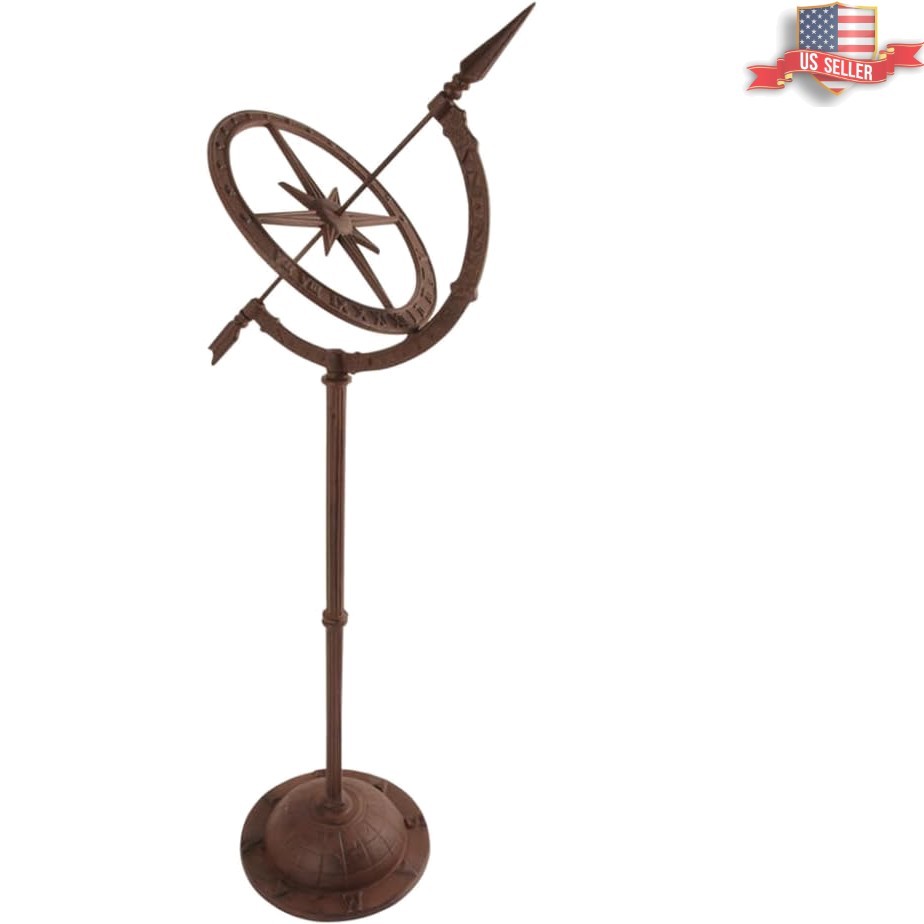 Bronze Cast Iron Sundial Garden Art Zodiac Theme