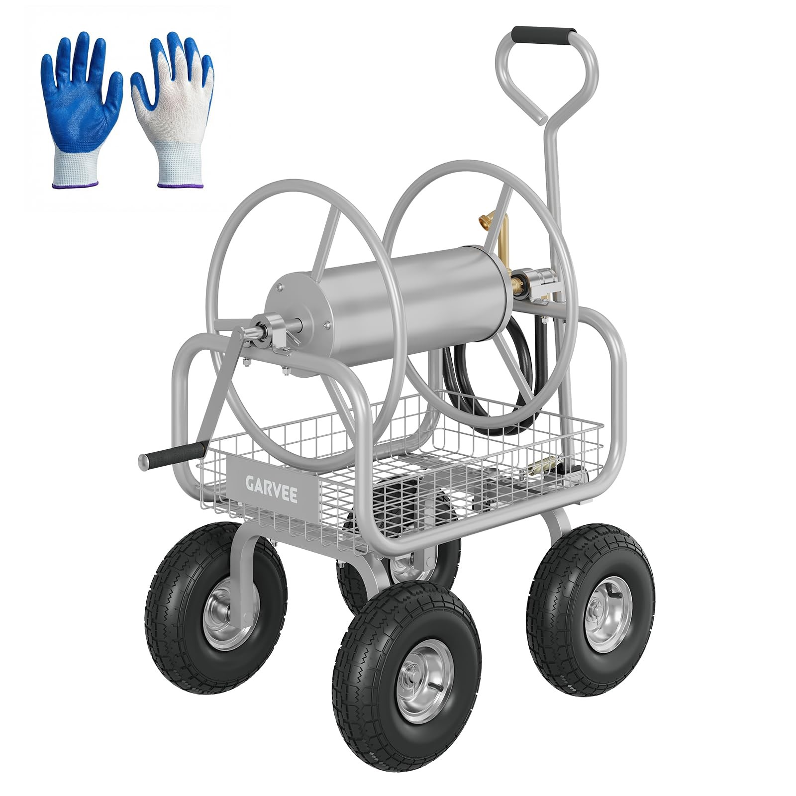 Heavy Duty Garden Water Hose Reel Cart, 300 FT Capacity Yard...