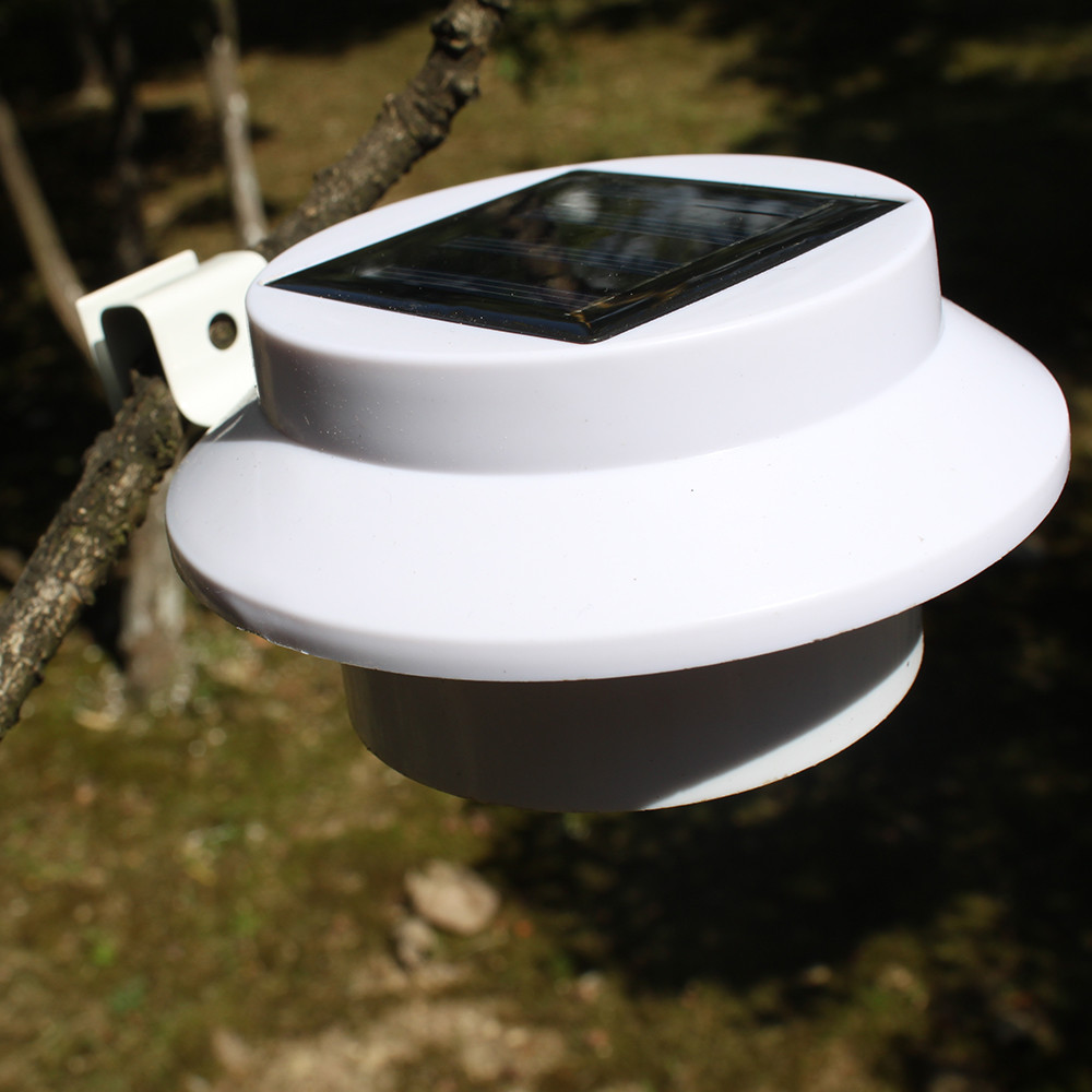 Solar-Powered LED Fence Gutter Light Outdoor Garden Pathway...