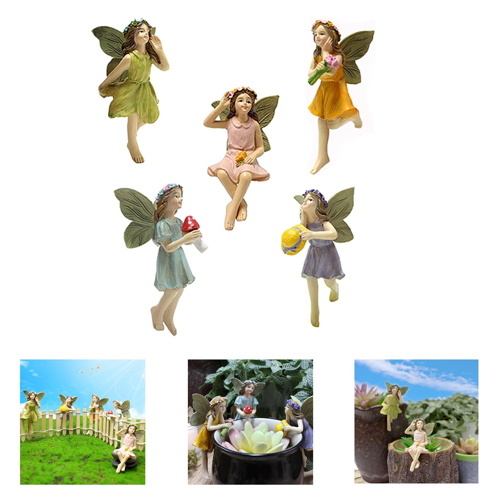 Miniature Fairy Figurine Set (Resin) - Outdoor Lawn Decor
