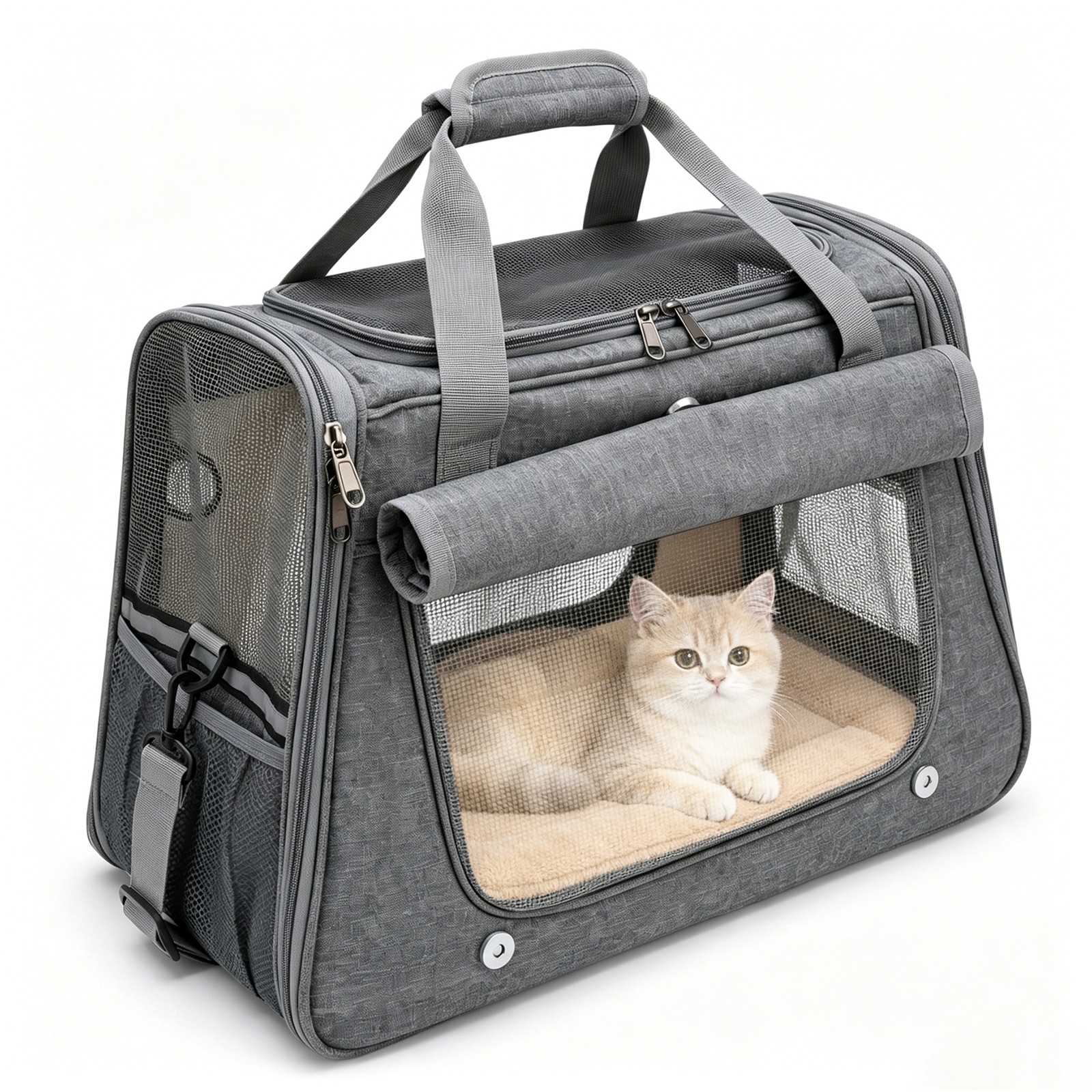 Pet Dog Cat Carrier Bag Soft Sided Comfort Travel Tote Airli...