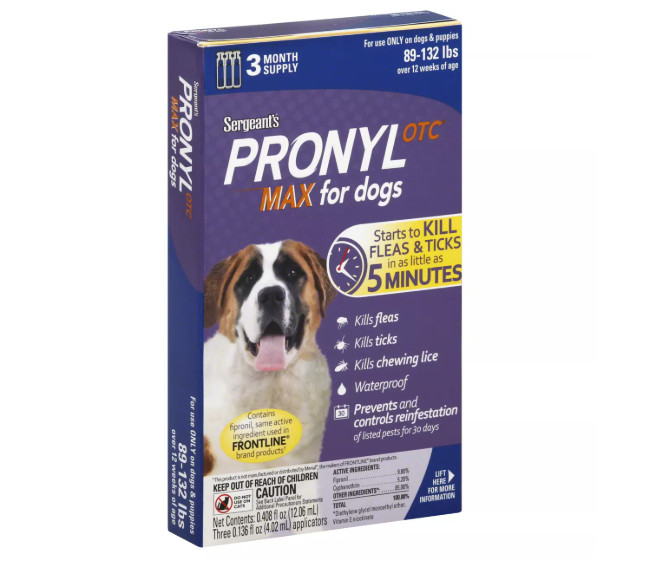 Sergeant's Pronyl OTC Max for Dogs, 89-132 lbs, 6-Pack