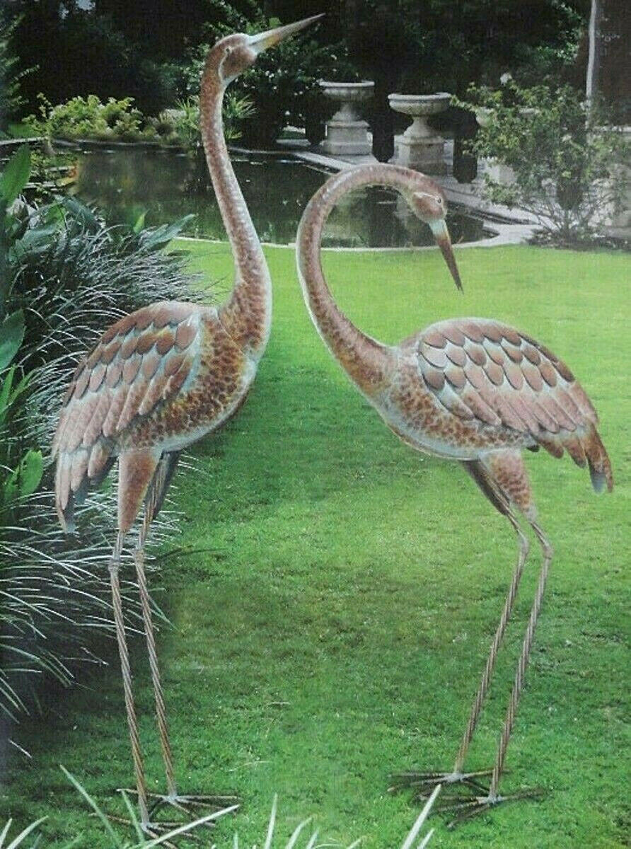 Garden Crane Heron Bird Sculpture (Metal, 2 lbs)
