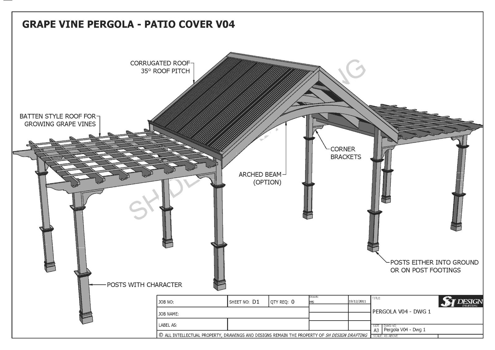 Grape Vine Outdoor Pergola - Patio Cover Veranda V4 Plans In...