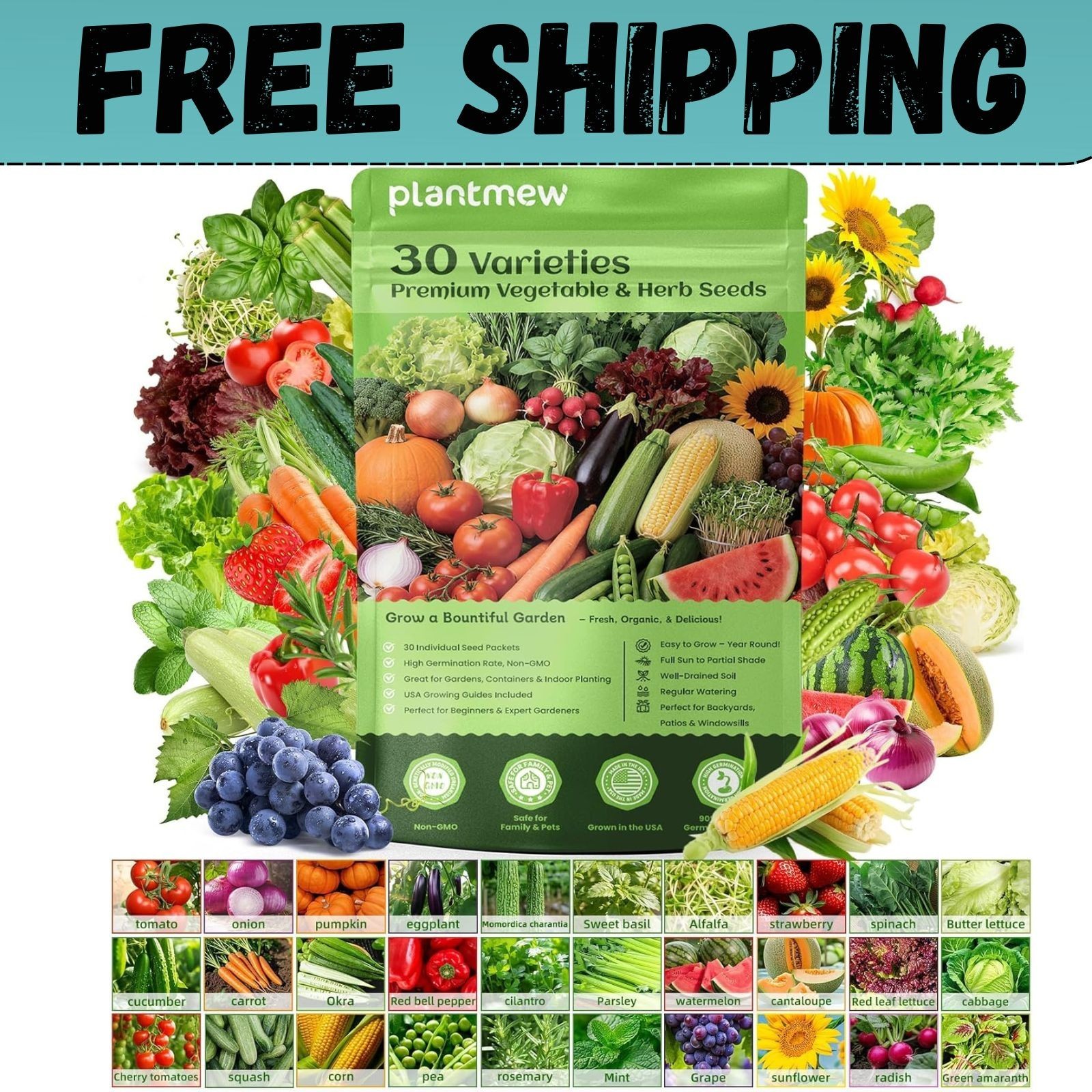 Heirloom Seed Vault Kit (15, 000+ Non-GMO) - 2.5 lbs