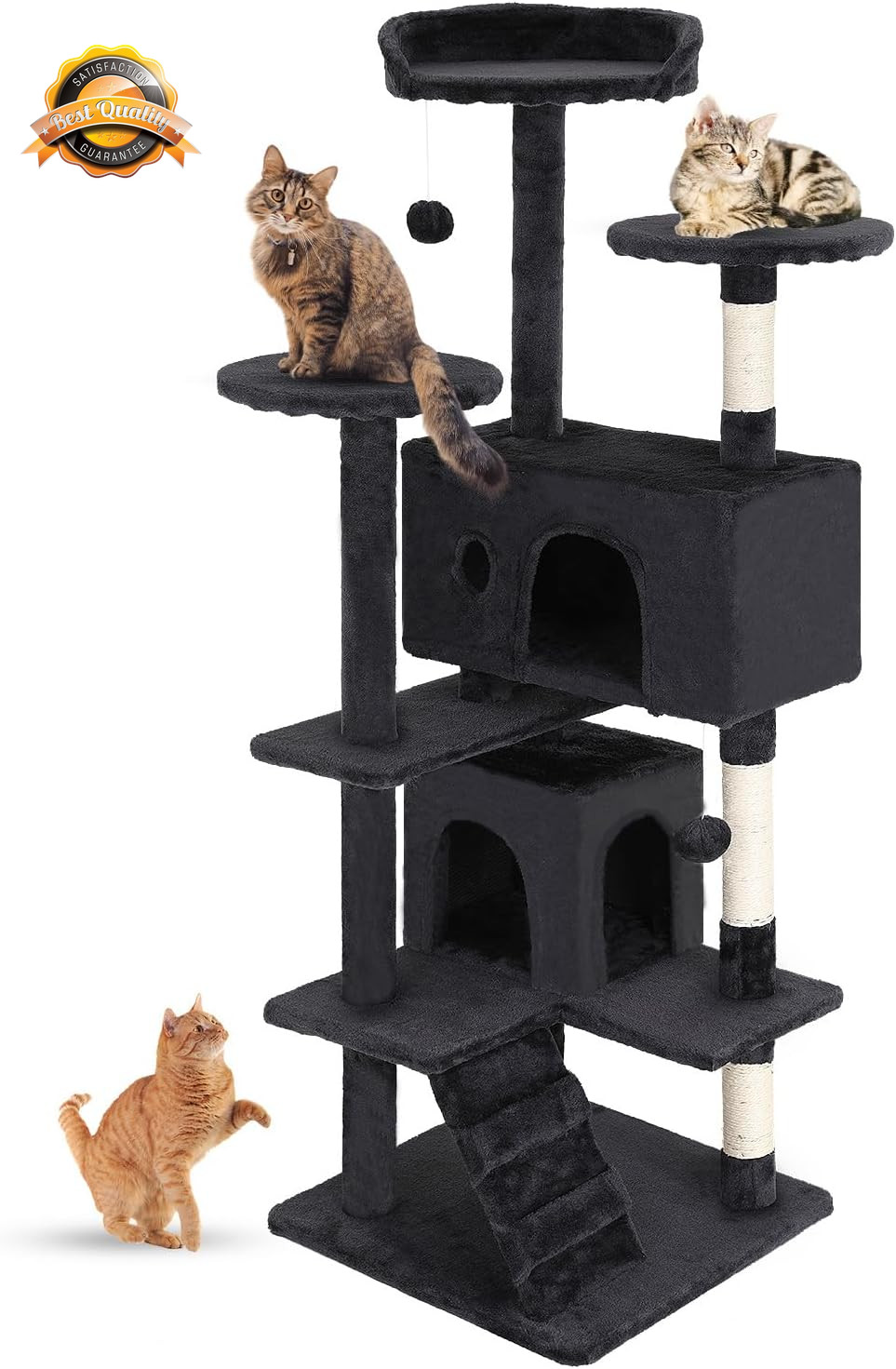 Cat Tree Tower 54" Multi-Level Cat Condo Scratching Post Dar...