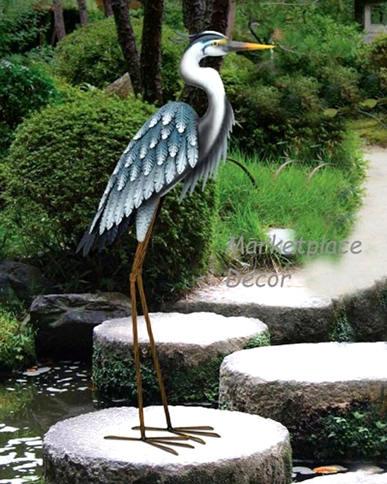 Blue Heron Garden Statue (Metal, 41"H) - NEW