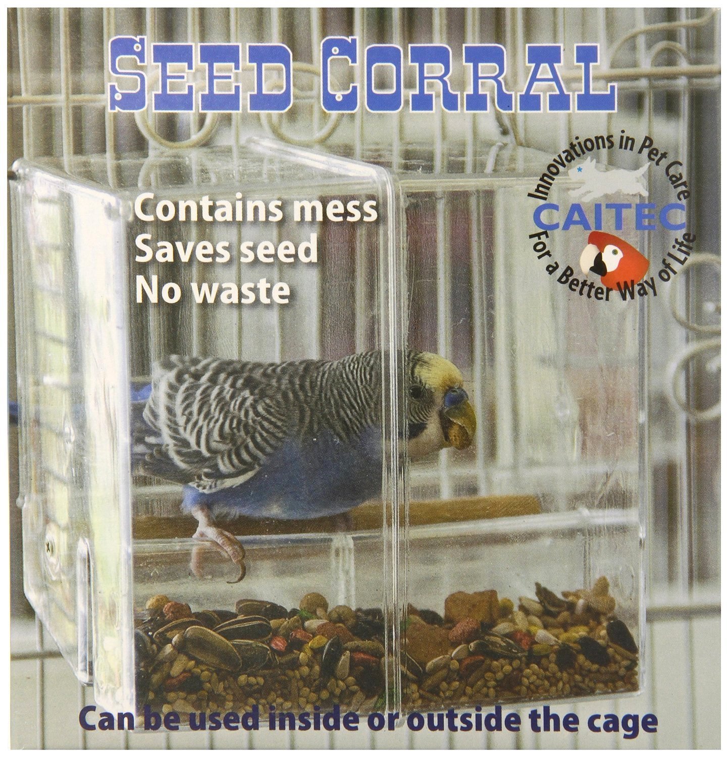 Seed Saver Corral No Bird Mess Tidy Cage Feeder for Budgies,...