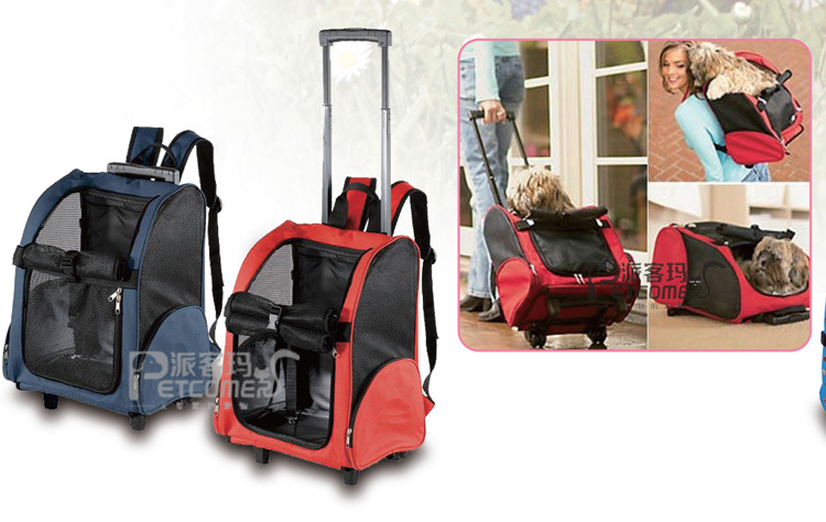 Pet Carrier Cat Rolling Backpack Airline Wheel Luggage Bag (...