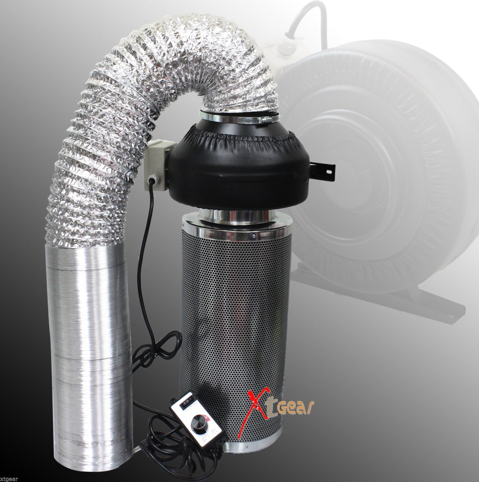 Inline Fan Air Blower Speed Controller with Odor Scrubber Ca...