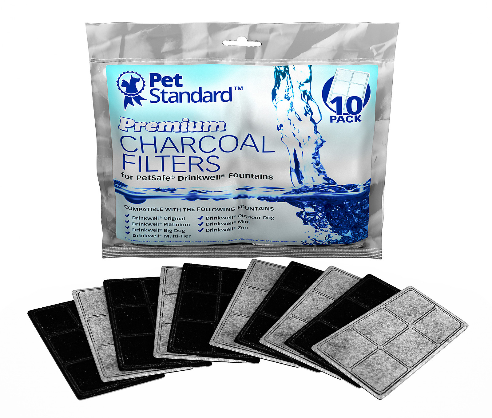 Charcoal Filters for PetSafe Drinkwell Fountains, Pack of 10