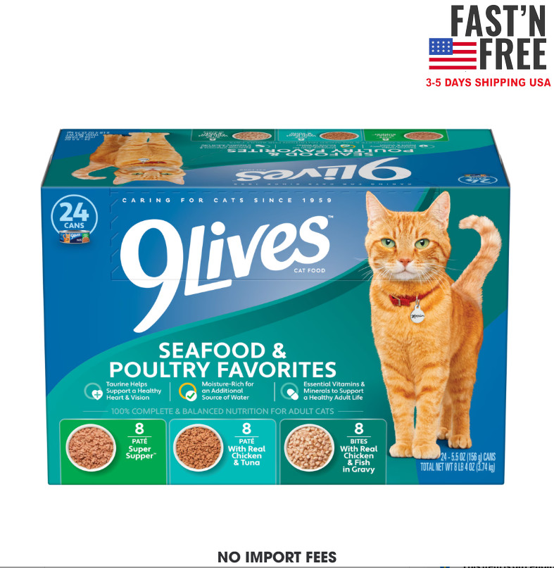 9Lives Wet Cat Food Variety Pack - Seafood & Poultry Favorit...