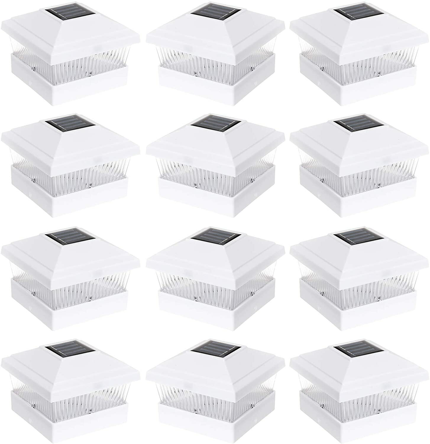 Solar Pathway Lights - White LED Deck Lights Set (5x5 Post C...