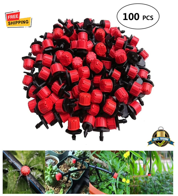 Adjustable Micro Drip Irrigation Drippers Set - 100 Pieces