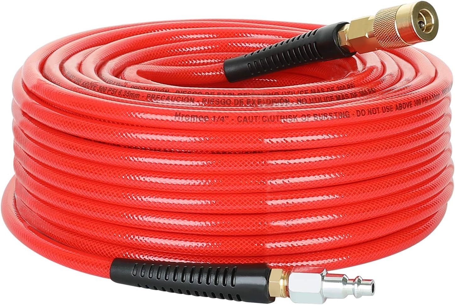 Air Compressor Hose, 1/4-Inch x 100 Feet Polyurethane with B...