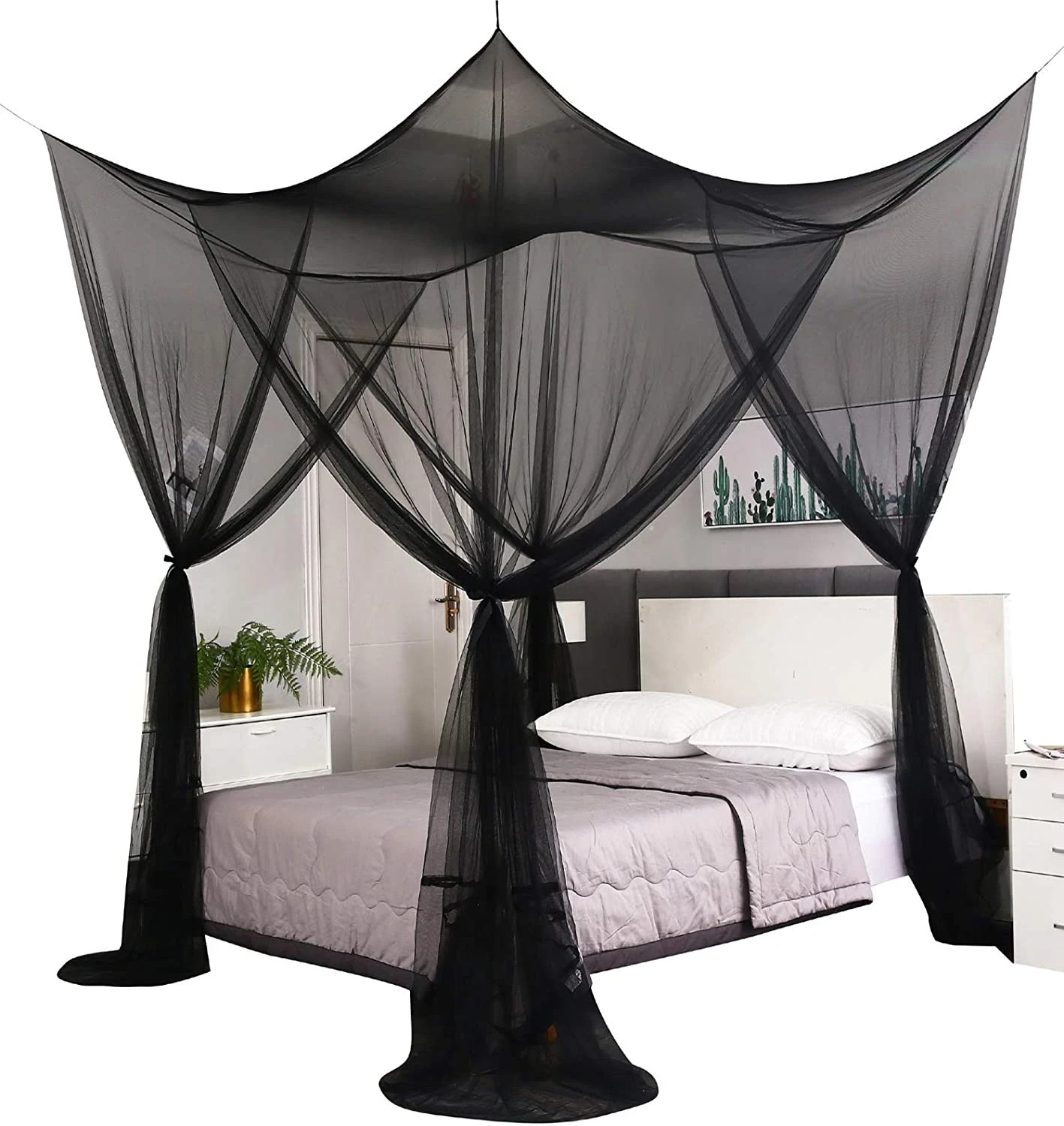Bed Canopy Curtains Drapes for Full Queen King Size Bed