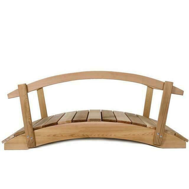 Cedar Wooden Outdoor Garden Bridge Walkway - 4 Feet Natural...