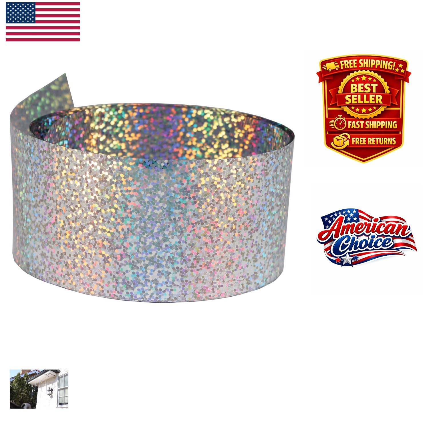 Holographic Bird Deterrent Tape - 2" x 25 Feet