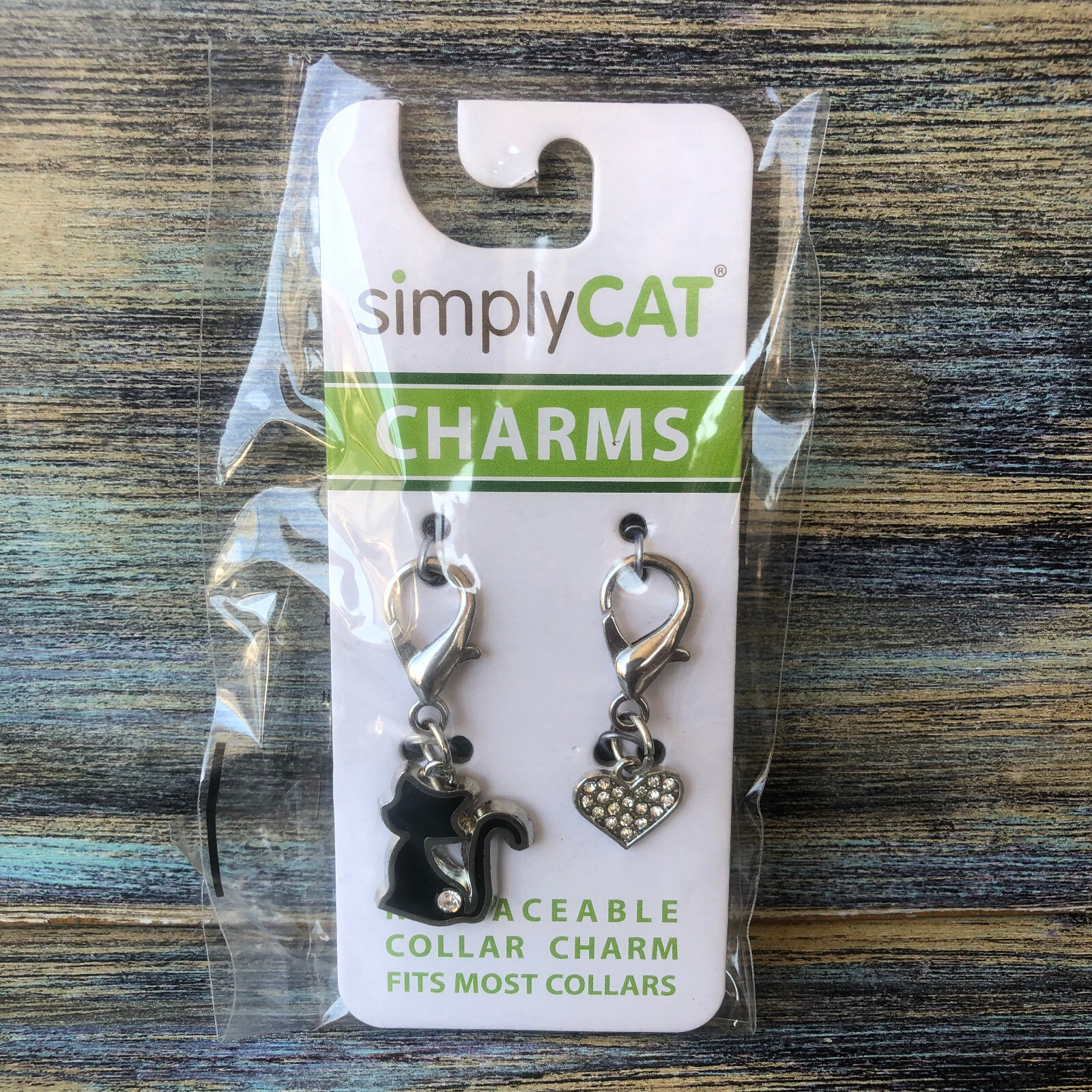 Cat Kitty Collar Charms SimplyCAT 2 Pack Black Cat and Rhine...