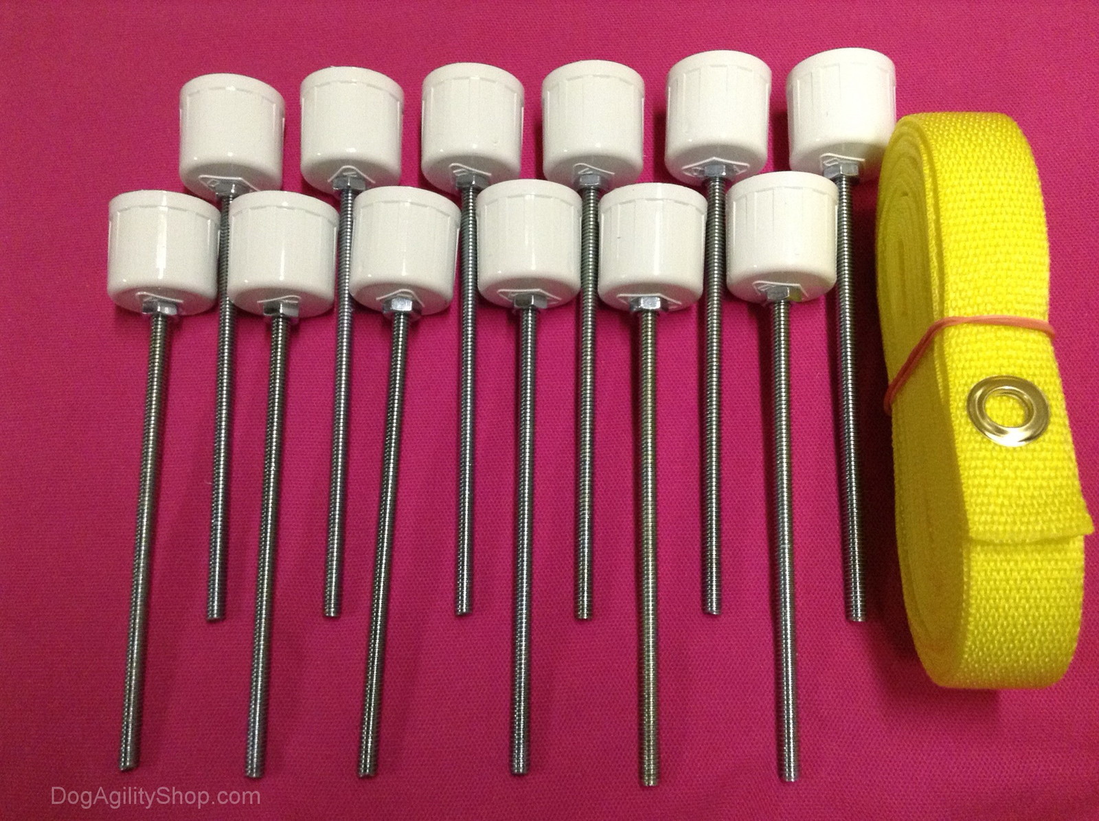 Dog Agility Equipment: 12 Weave Pole Spikes/Stakes + Yellow...