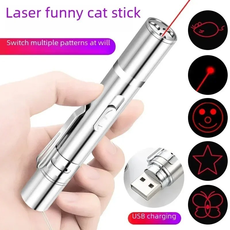 Cat Dog Pet Laser Pointer USB Rechargeable UV LED Flashlight...