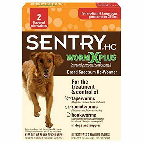 Sentry Worm X Plus DeWormer For Large Dogs - 2 Chewables Pac...