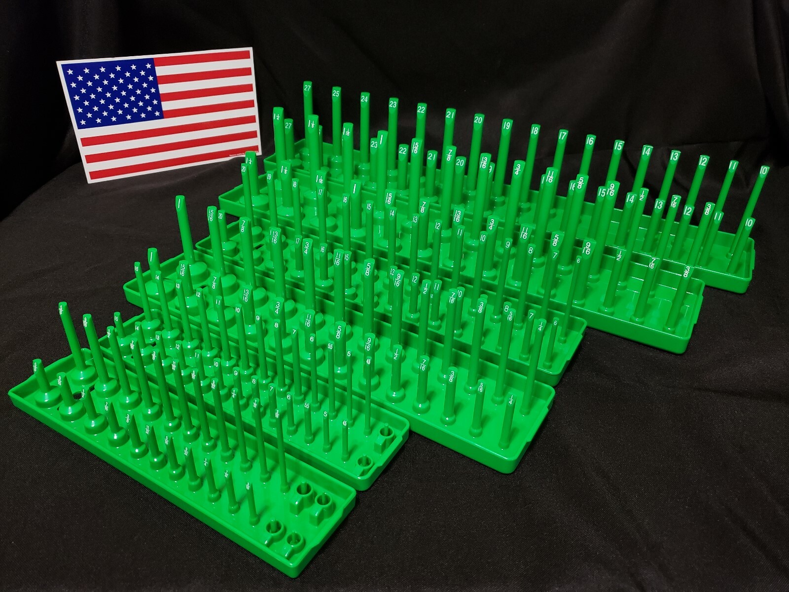 Hansen 6 Pc Socket Tray Metric SAE Tool Rack Holders 1/4" 3/...