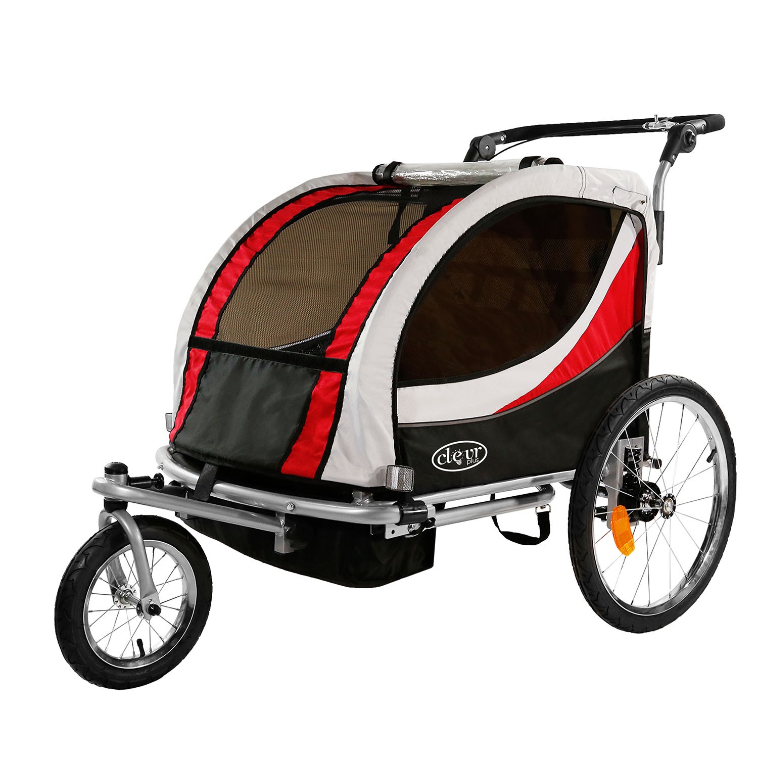 ClevrPlus Deluxe 3-in-1 Double Seat Bike Trailer Stroller Jo...