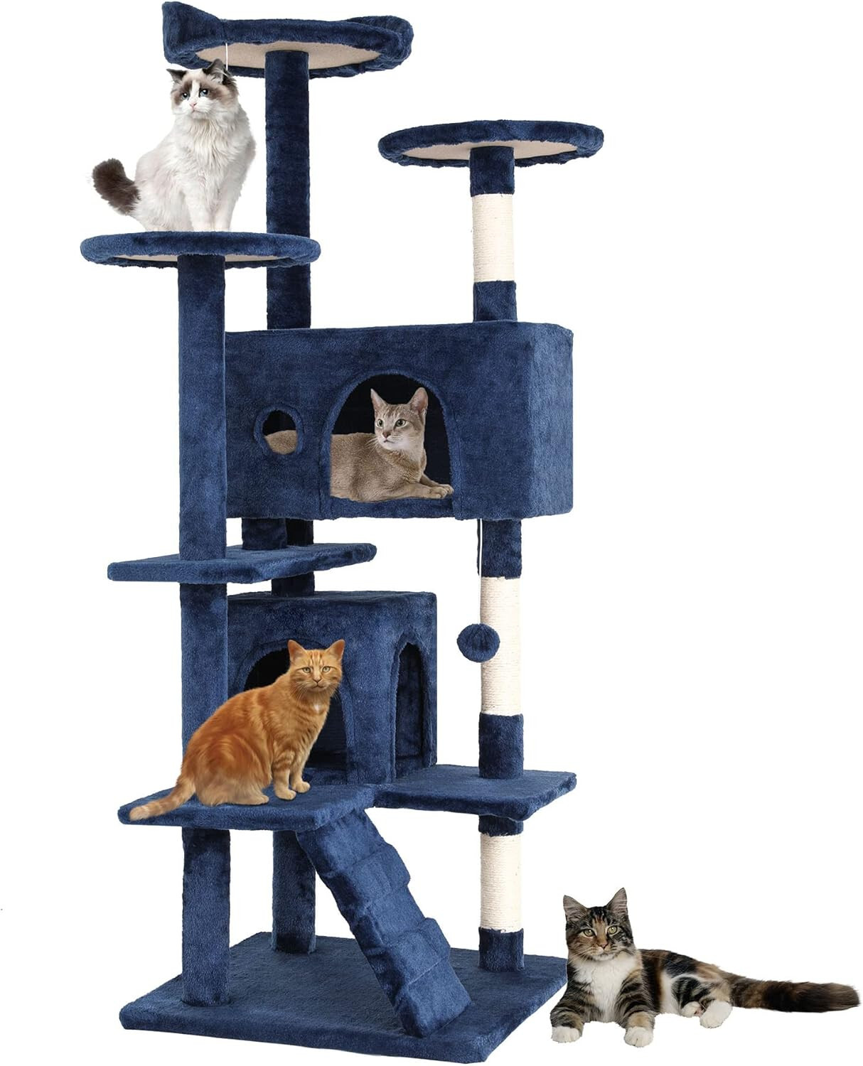 54in Multi-Level Cat Tree Tower Furniture With Scratching Po...
