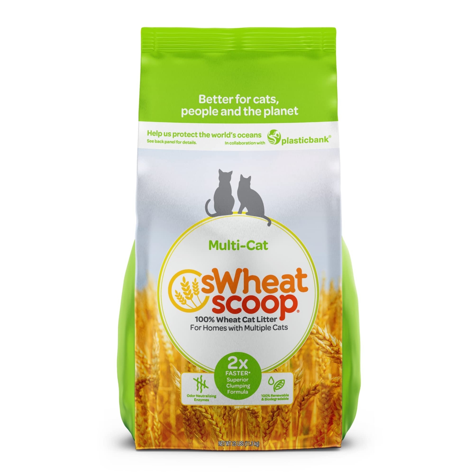sWheat Scoop Wheat-Based Natural Cat Litter, Multi-Cat, 25 l...