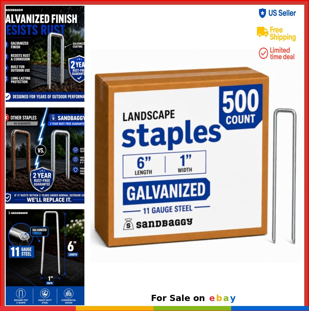 Landscape Ground Stakes - 6 Inch Galvanized Stakes (500 Pack...