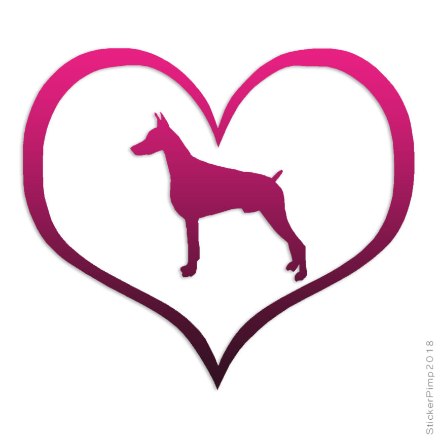 Doberman Dog Heart Vinyl Decal Sticker Set - 40 Patterns & M...