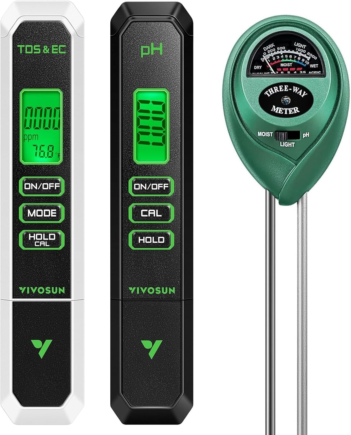 Vivosun Digital pH Meter - TDS, EC, Temperature Soil Moistur...