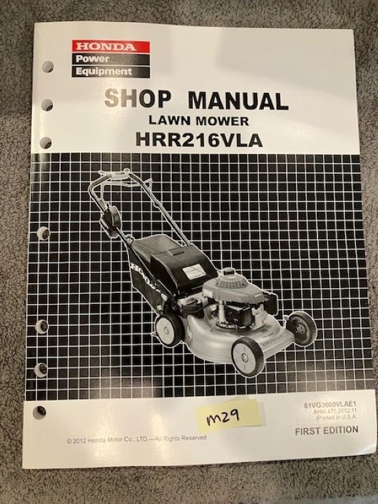 Honda HRR216VLA Lawn Mower Service Manual 2012