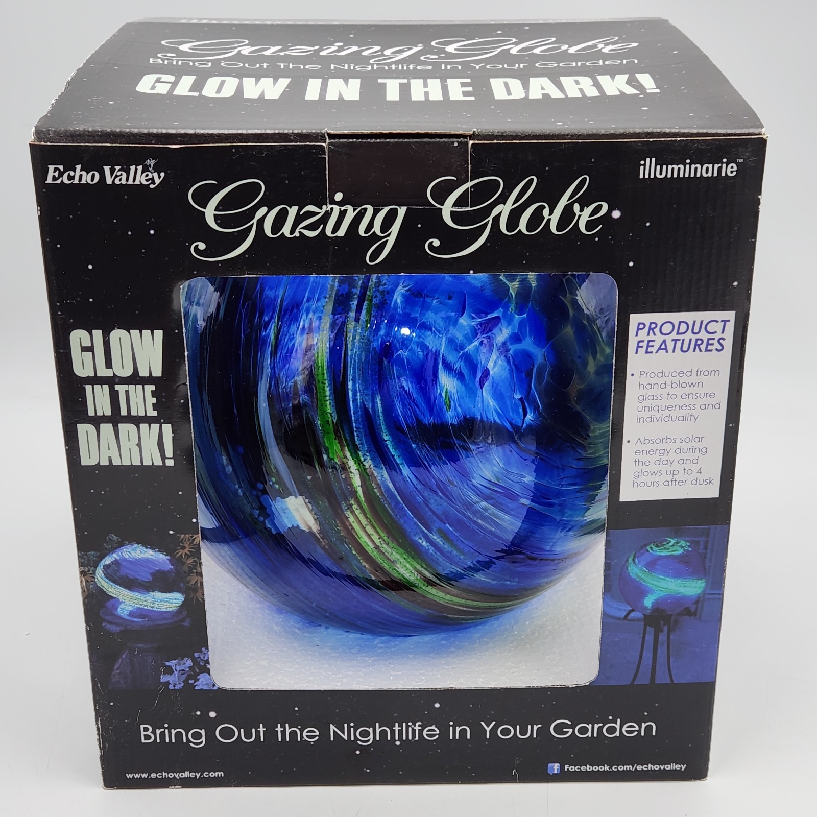 Echo Valley Illuminarie Gazing Globe Ball (10" Blue Swirl Gl...