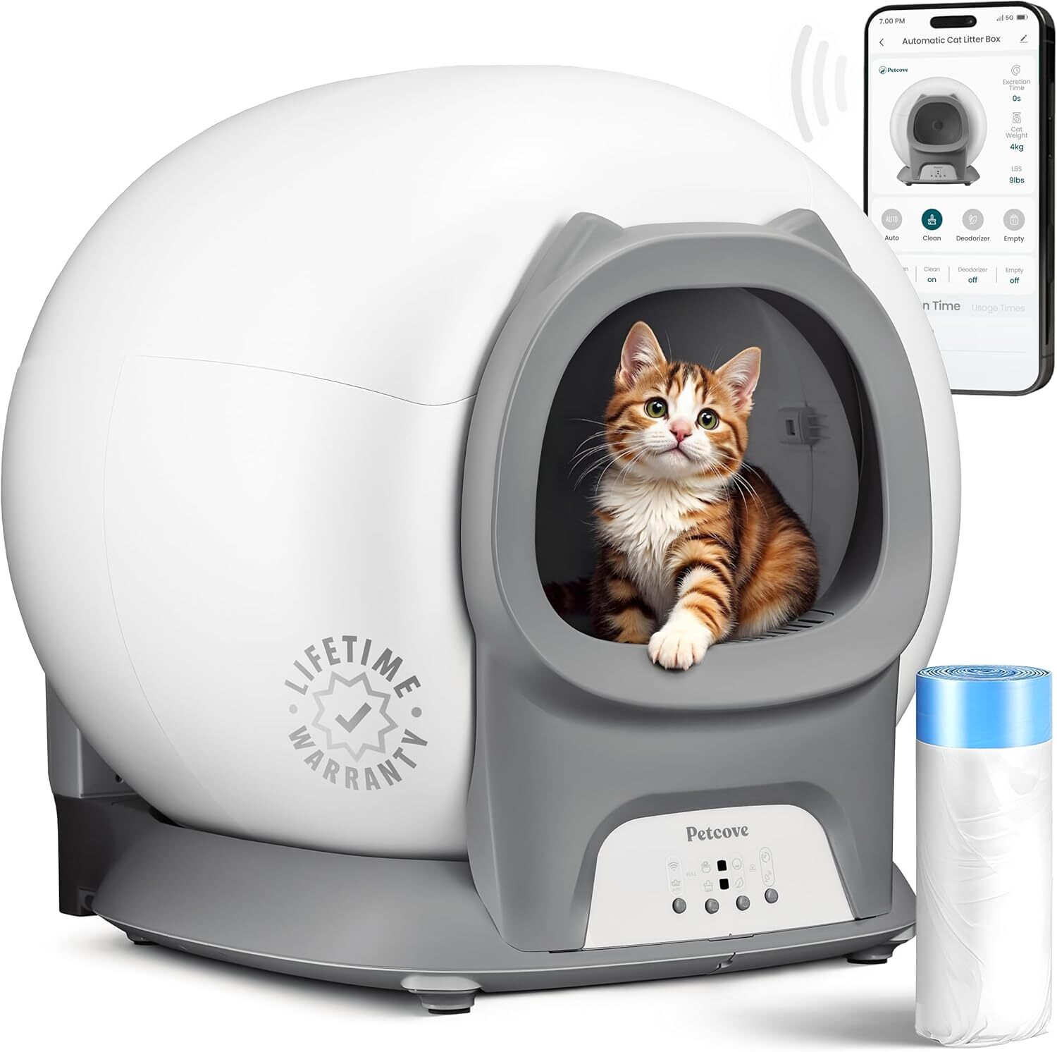 Self-Cleaning Litter Box With Auto Safety Sensors for Multip...