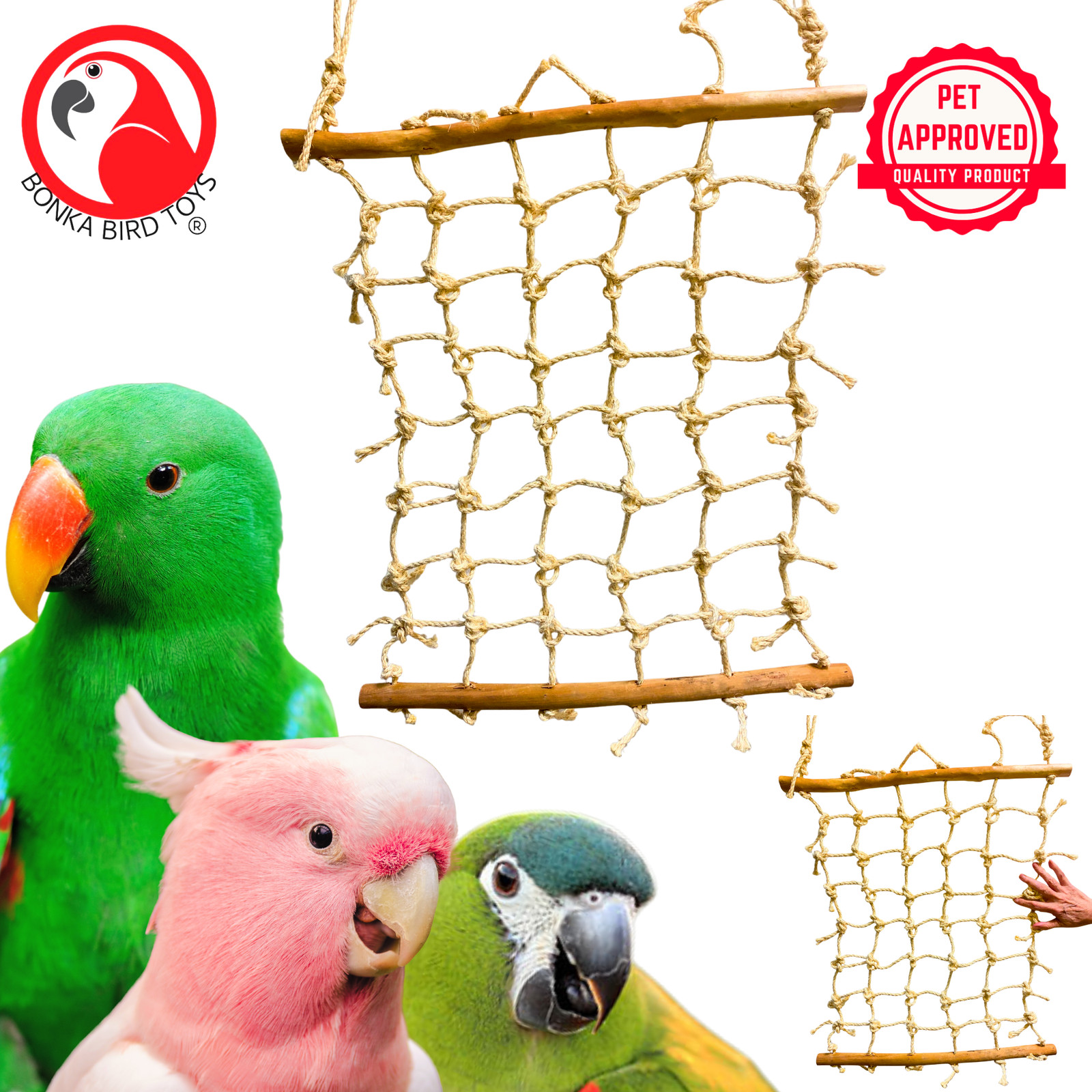 Bonka Bird Toys 2029 Medium Sisal Cargo Net Playground Gym P...