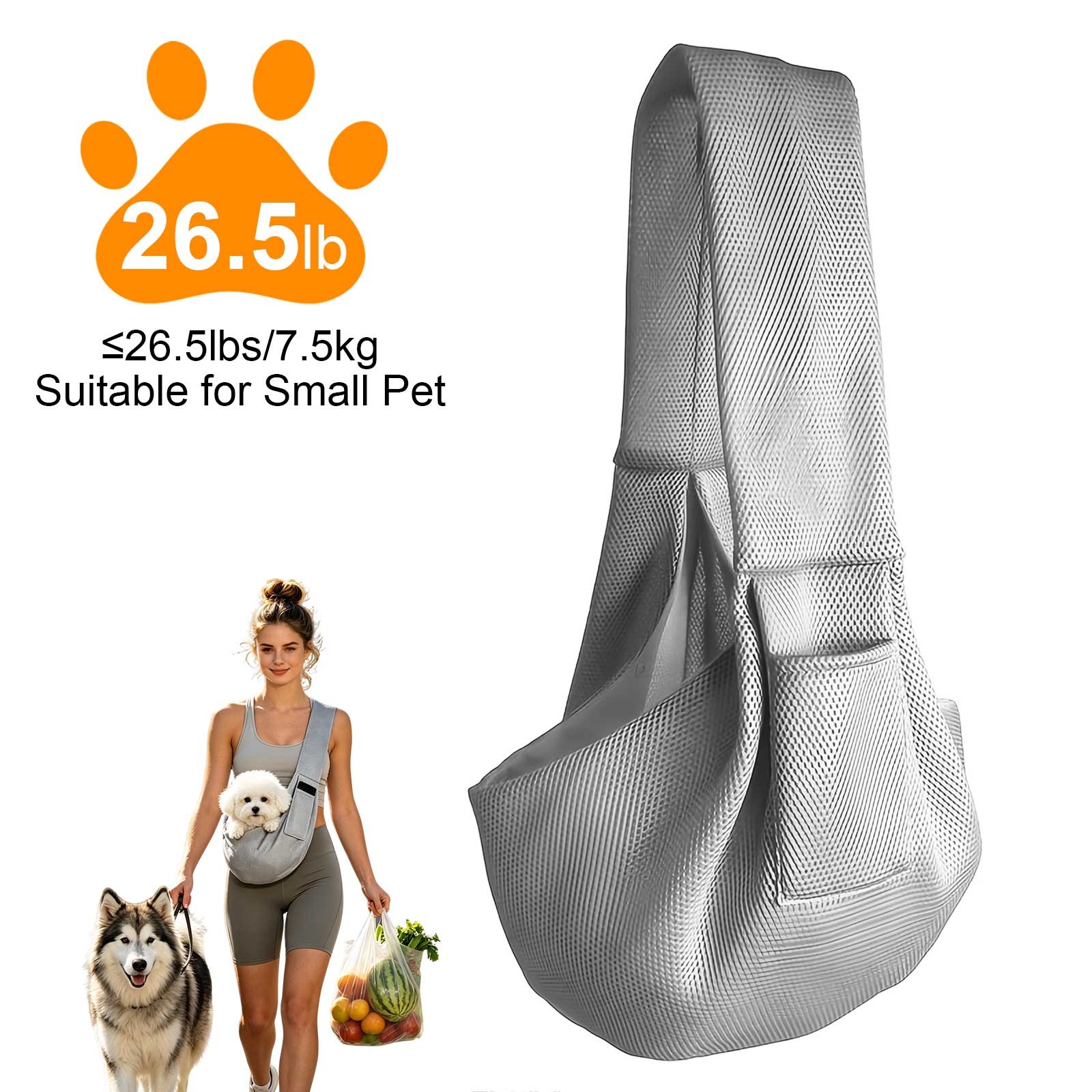 Small Dog Cat Sling Carrier - Breathable Mesh Pet Shoulder B...