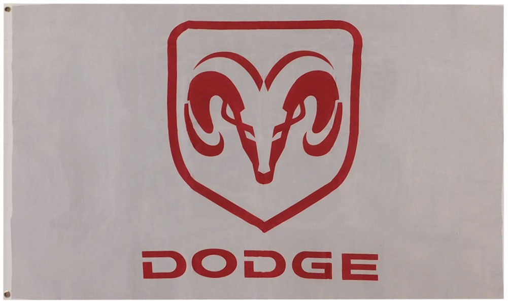 Dodge RAM Car Logo White & Red 3x5 Flag Banner (Premium Qual...