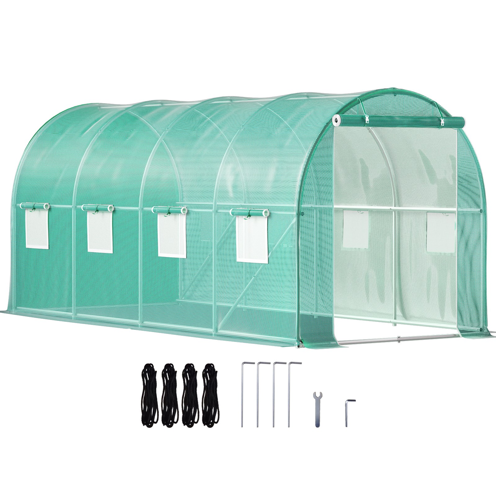 Walk-in Greenhouse - 15'x7'x7' Galvanized Gardening Planter...