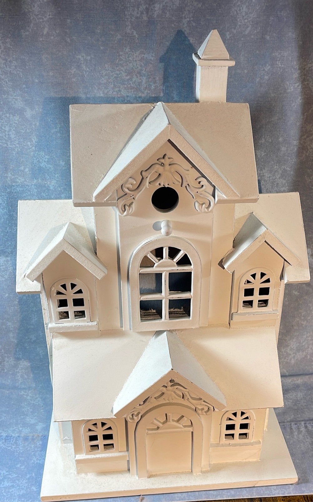 Home Bazaar White Wooden Victorian Cottage Birdhouse 18x12x8...