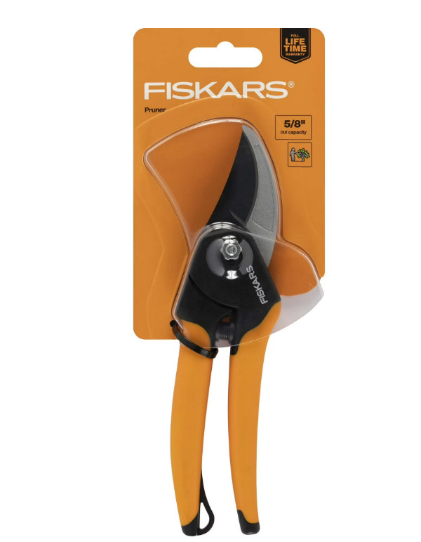 Fiskars Garden Tool Bypass Pruner, 5/8 Inch Steel Blade, Sof...